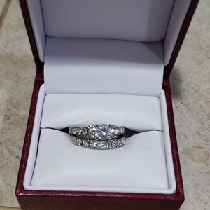 Sterling silver wedding engagement set